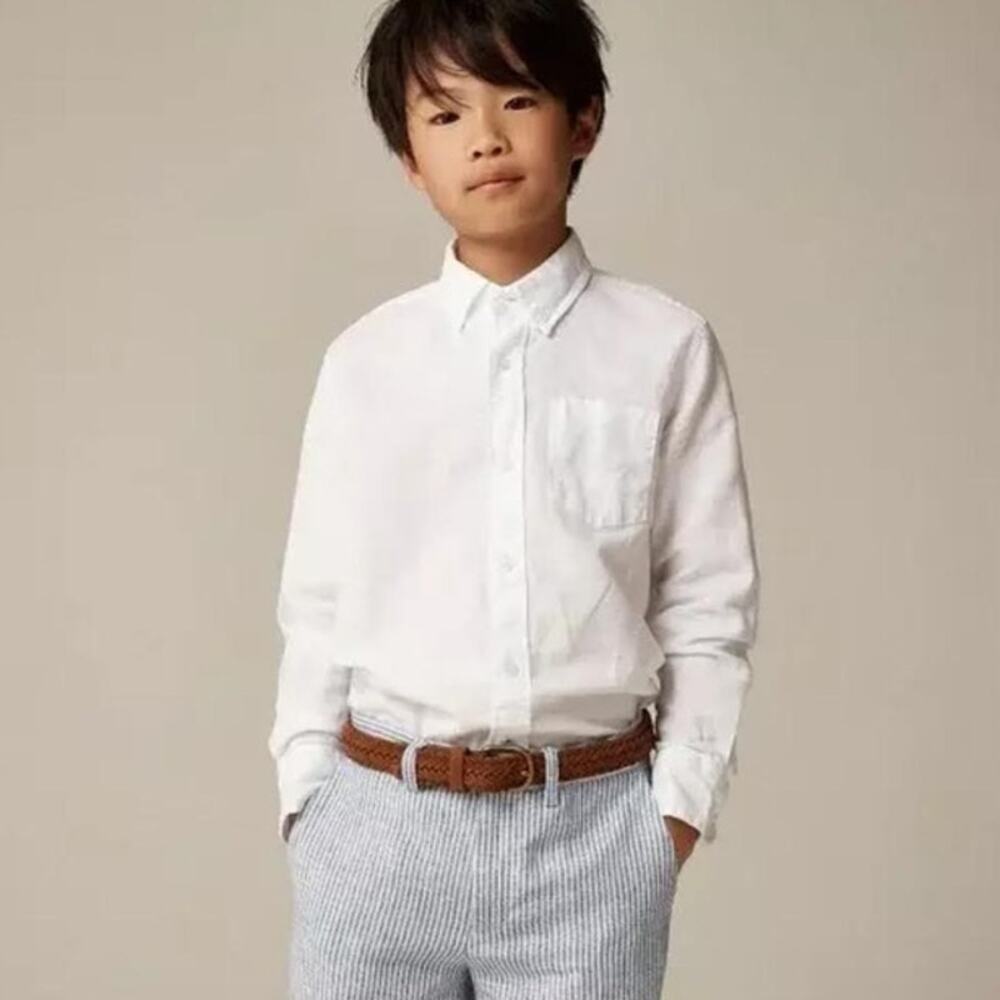 NWT J. Crew Boys' Ludlow Premium Fine Cotton Dress Shirt White Button Down 8
